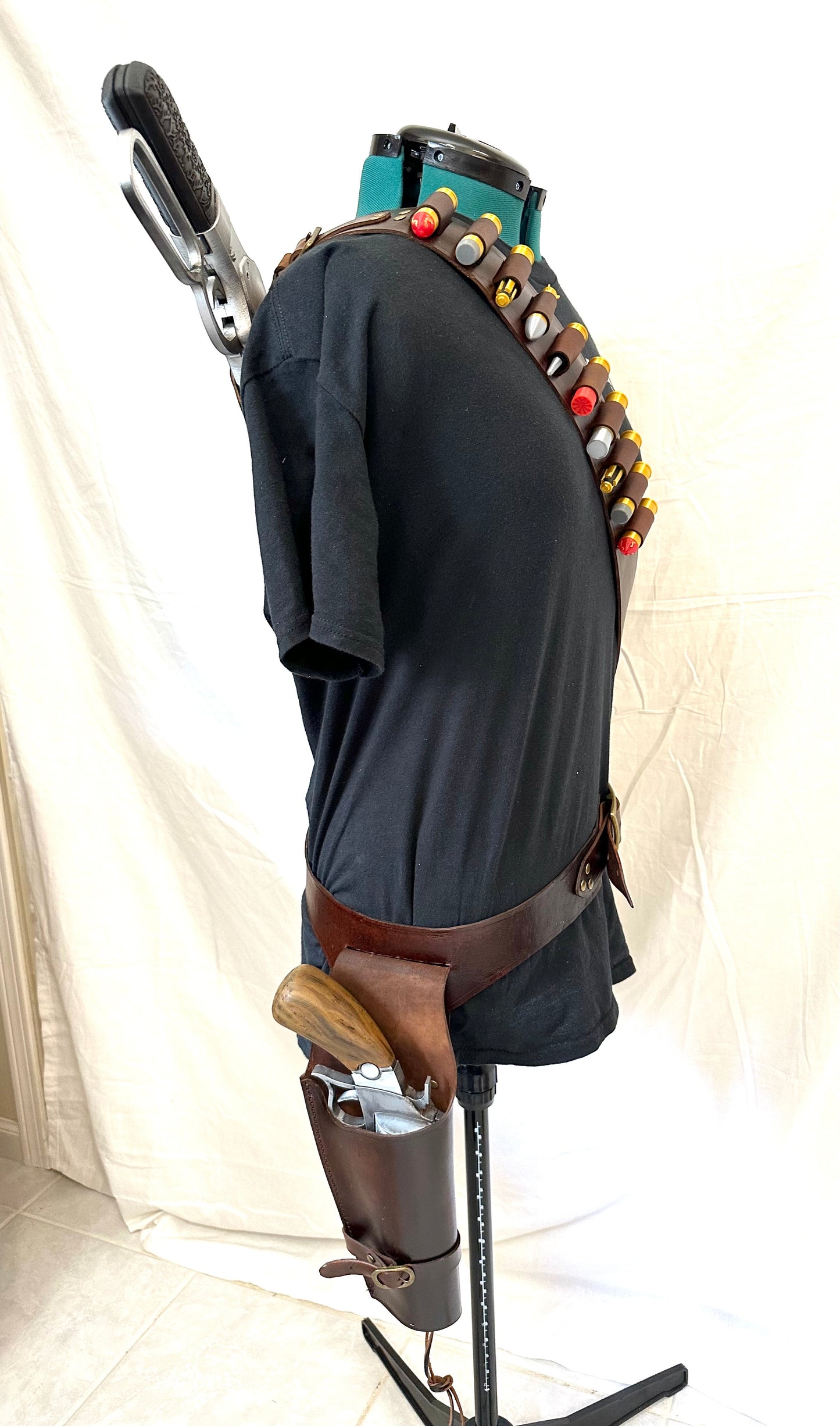 Fallout Cooper Howard Ghoul Gun Cowboy style Gun Belt, w/ Holster, Bandolier, w/ Rifle Holster, and Ammo set