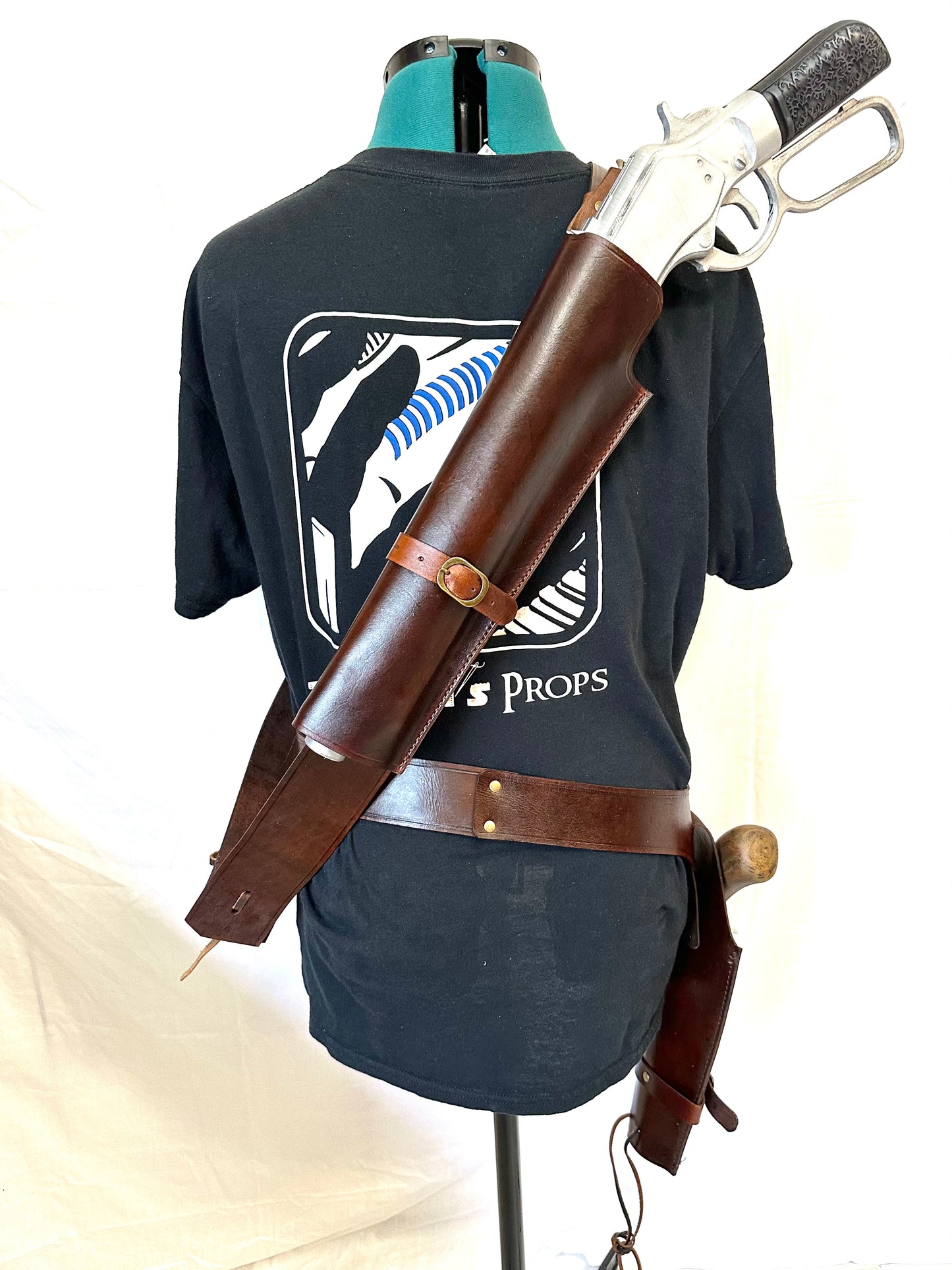 Fallout Cooper Howard Ghoul Gun Cowboy style Gun Belt, w/ Holster, Bandolier, w/ Rifle Holster, and Ammo set