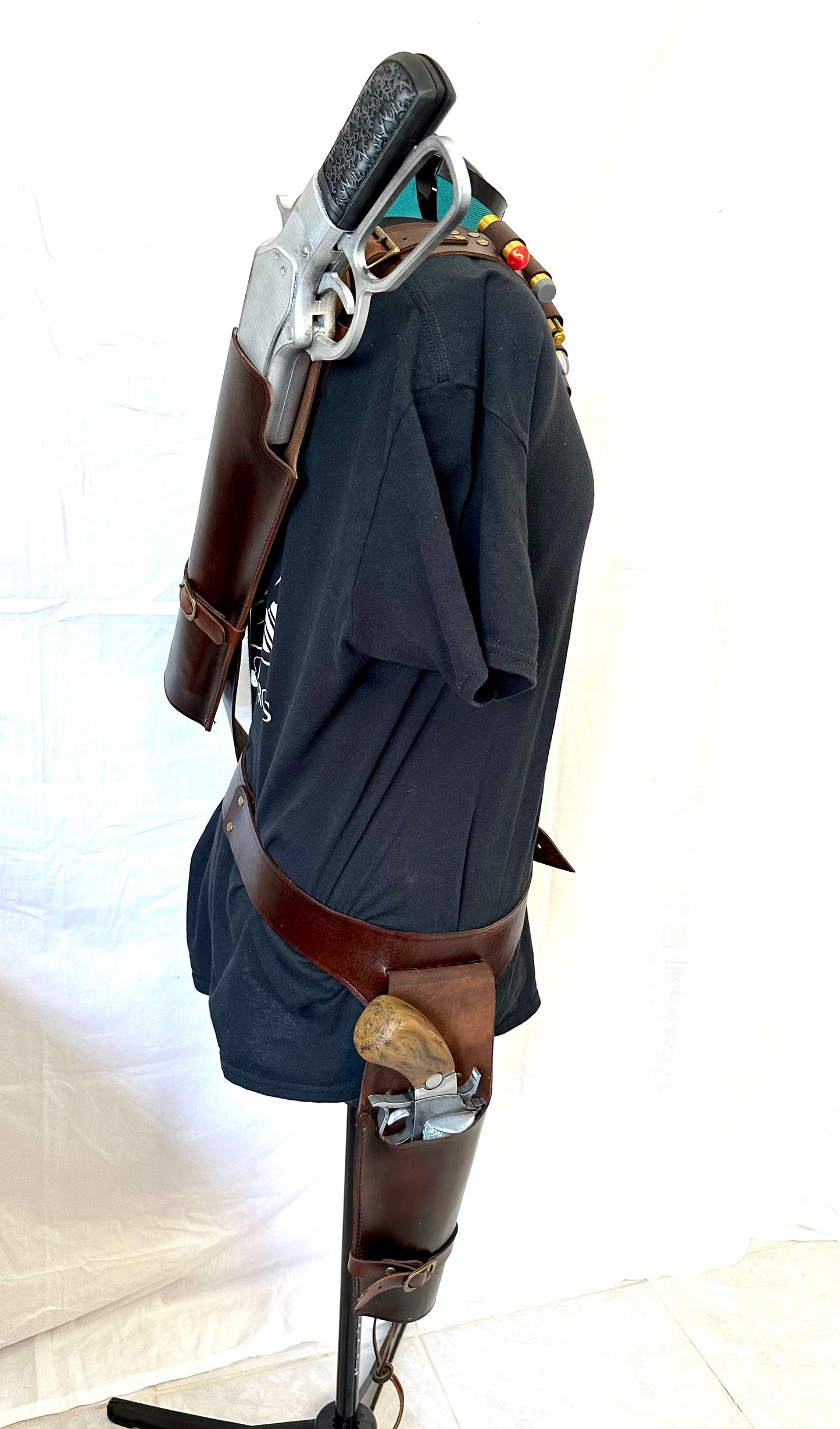 Fallout Cooper Howard Ghoul Gun Cowboy style Gun Belt, w/ Holster, Bandolier, w/ Rifle Holster, and Ammo set