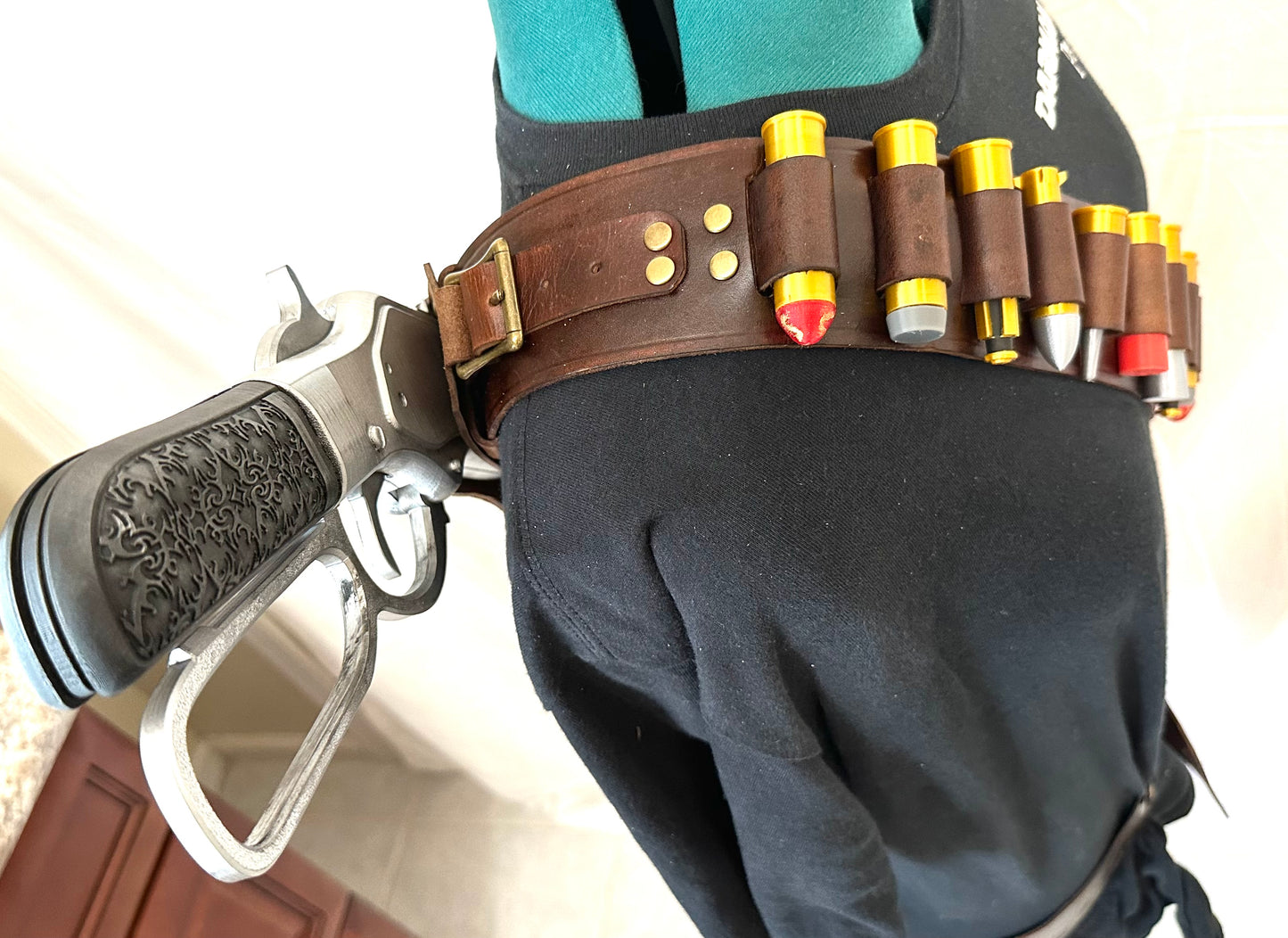 Fallout Cooper Howard Ghoul Gun Cowboy style Gun Belt, w/ Holster, Bandolier, w/ Rifle Holster, and Ammo set