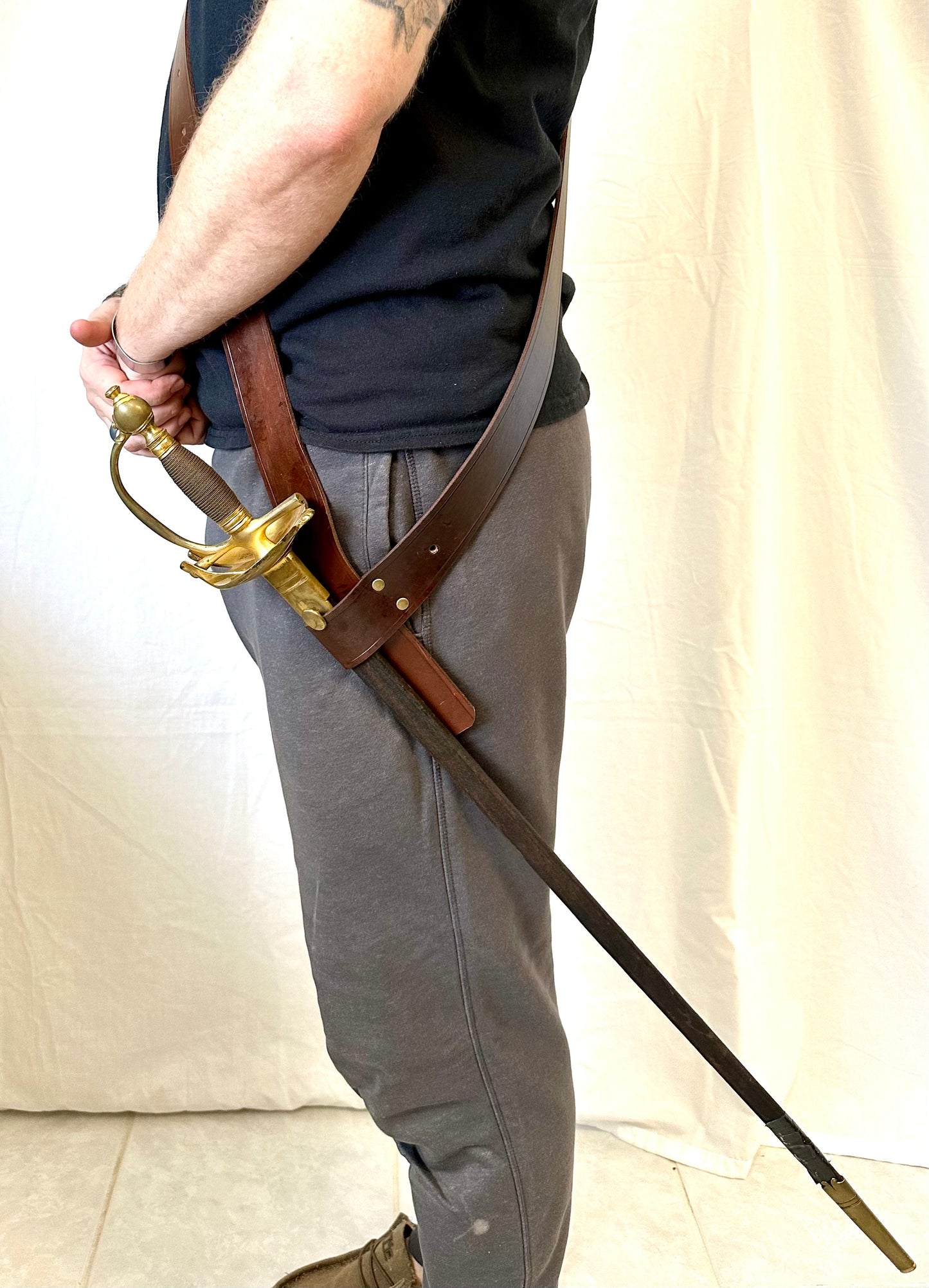 Pirate Cutlass Holder and Flinlock holster over the shoulder belt Bandolier