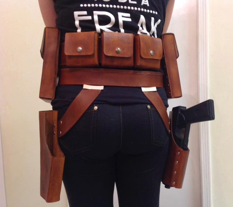 Sabine Wren Double Belt rigs: 2 Holsters, 5 Pouches, and comm holder plus Calf ammo straps