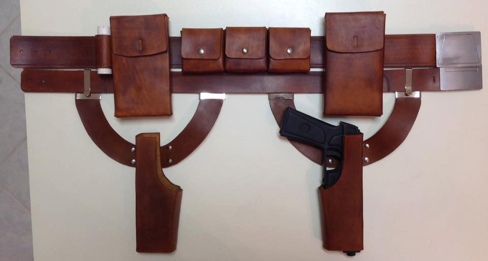 Sabine Wren Double Belt rigs: 2 Holsters, 5 Pouches, and comm holder plus Calf ammo straps