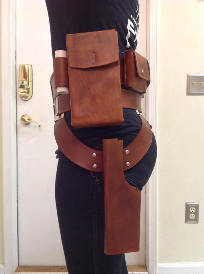 Sabine Wren Double Belt rigs: 2 Holsters, 5 Pouches, and comm holder plus Calf ammo straps