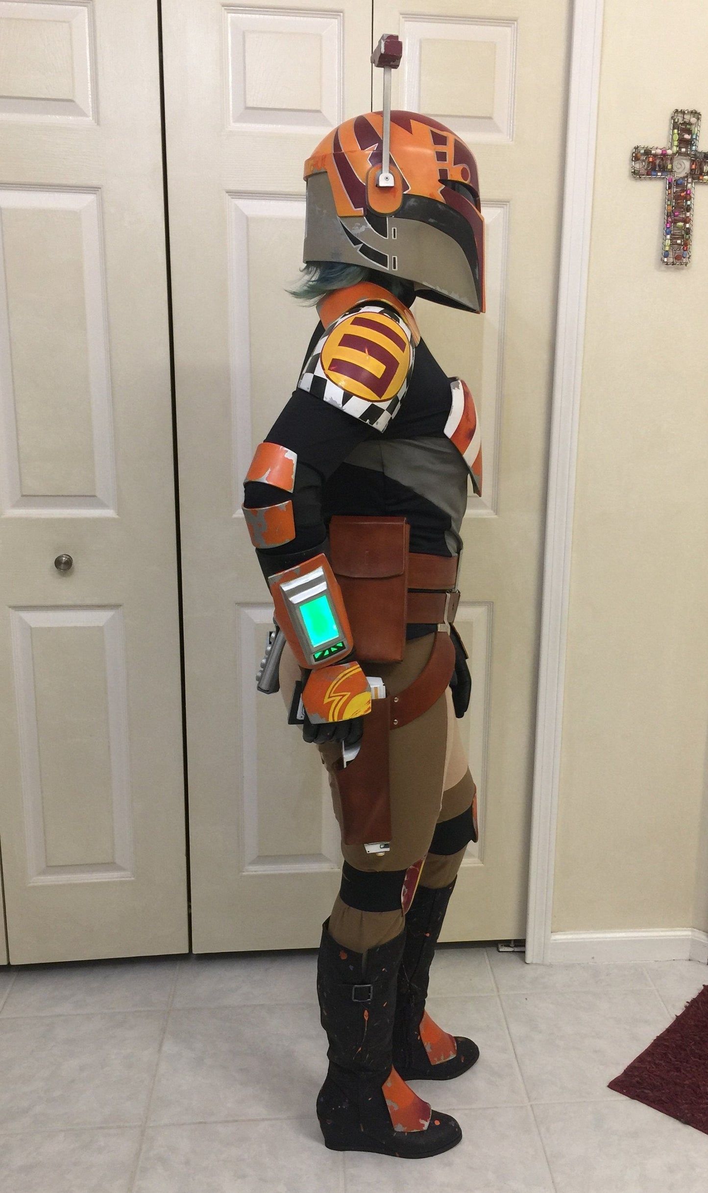 Sabine Wren Double Belt rigs: 2 Holsters, 5 Pouches, and comm holder plus Calf ammo straps