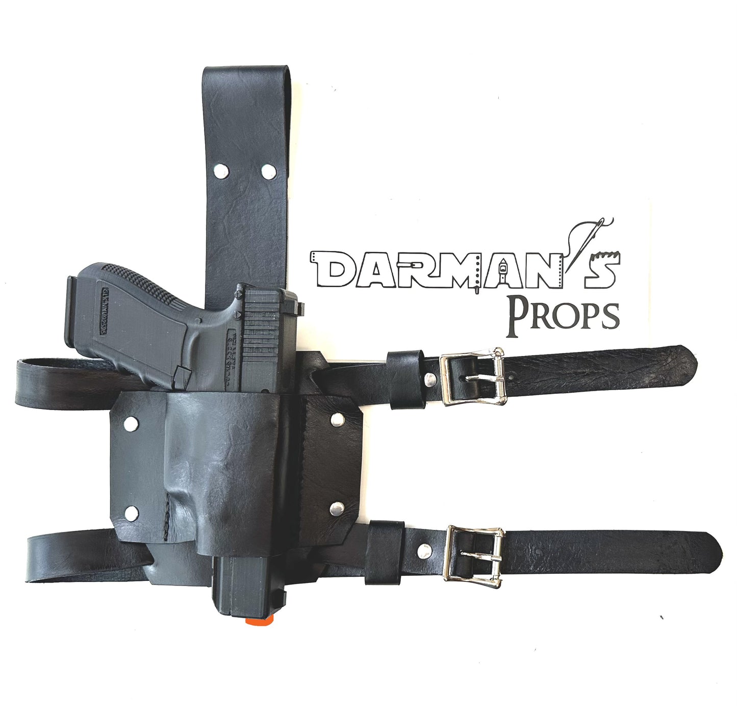 Glock 17, 19, 26 frame Single drop leg holster Deadpool Style