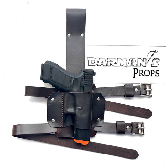 Glock 17, 19, 26 frame Single drop leg holster Deadpool Style